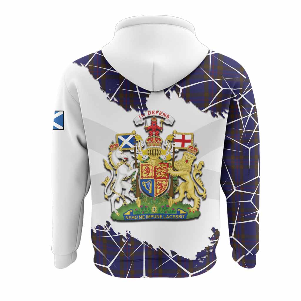 Elliot Tartan Hoodie with Family Crest and Lion Rampant Grunge Style