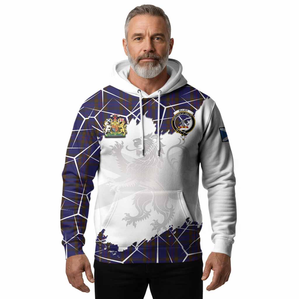 Elliot Tartan Hoodie with Family Crest and Lion Rampant Grunge Style