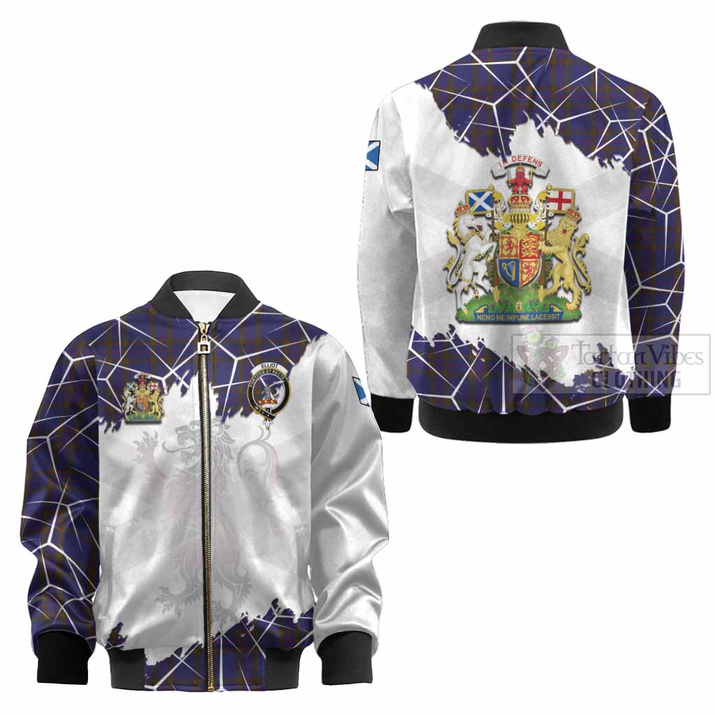 Elliot Tartan Kid Bomber Jacket with Family Crest and Lion Rampant Grunge Style
