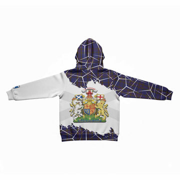 Elliot Tartan Kid Hoodie with Family Crest and Lion Rampant Grunge Style