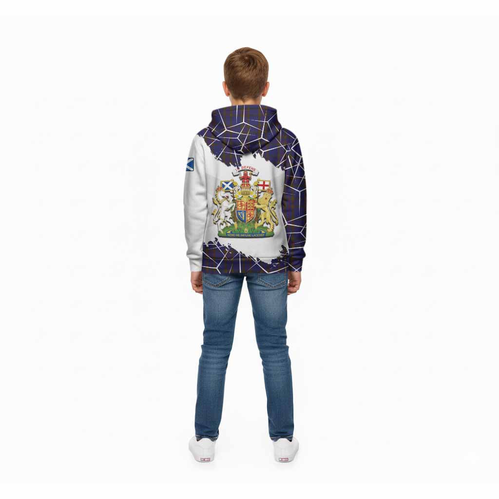 Elliot Tartan Kid Hoodie with Family Crest and Lion Rampant Grunge Style