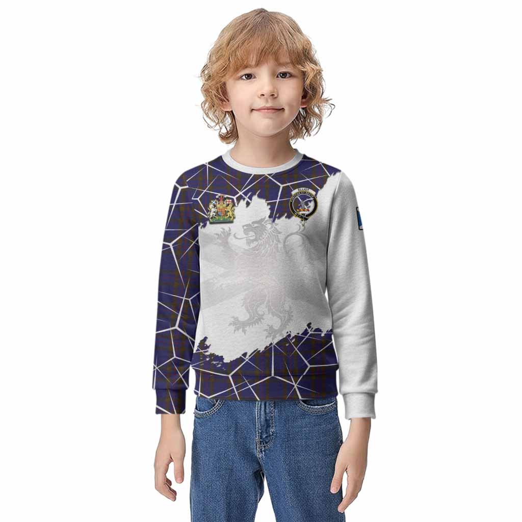 Elliot Tartan Kid Knitted Sweatshirt with Family Crest and Lion Rampant Grunge Style
