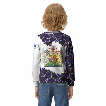 Elliot Tartan Kid Knitted Sweatshirt with Family Crest and Lion Rampant Grunge Style