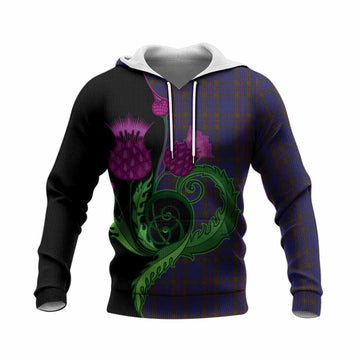 Elliot Tartan Knitted Hoodie Traditional Scottish Thistle