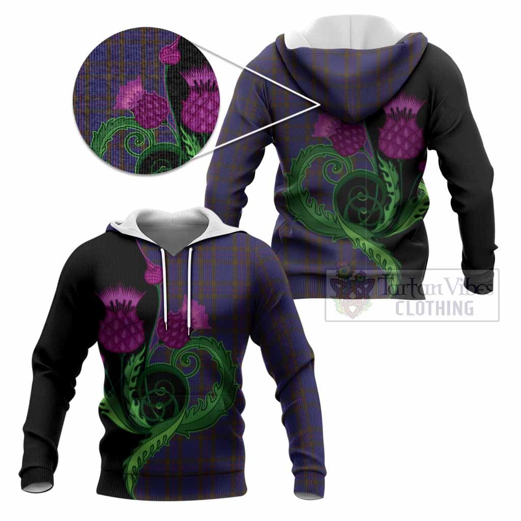 Elliot Tartan Knitted Hoodie Traditional Scottish Thistle
