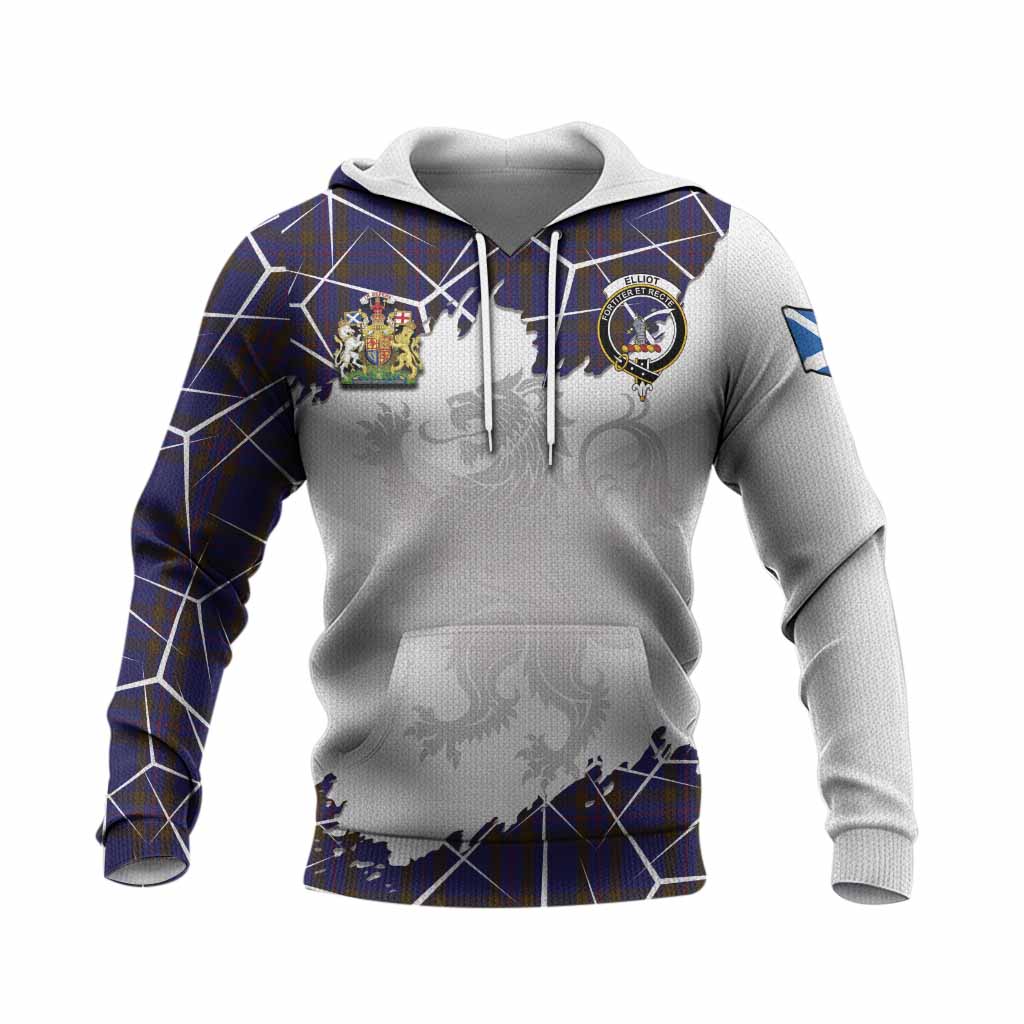 Elliot Tartan Knitted Hoodie with Family Crest and Lion Rampant Grunge Style