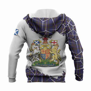 Elliot Tartan Knitted Hoodie with Family Crest and Lion Rampant Grunge Style