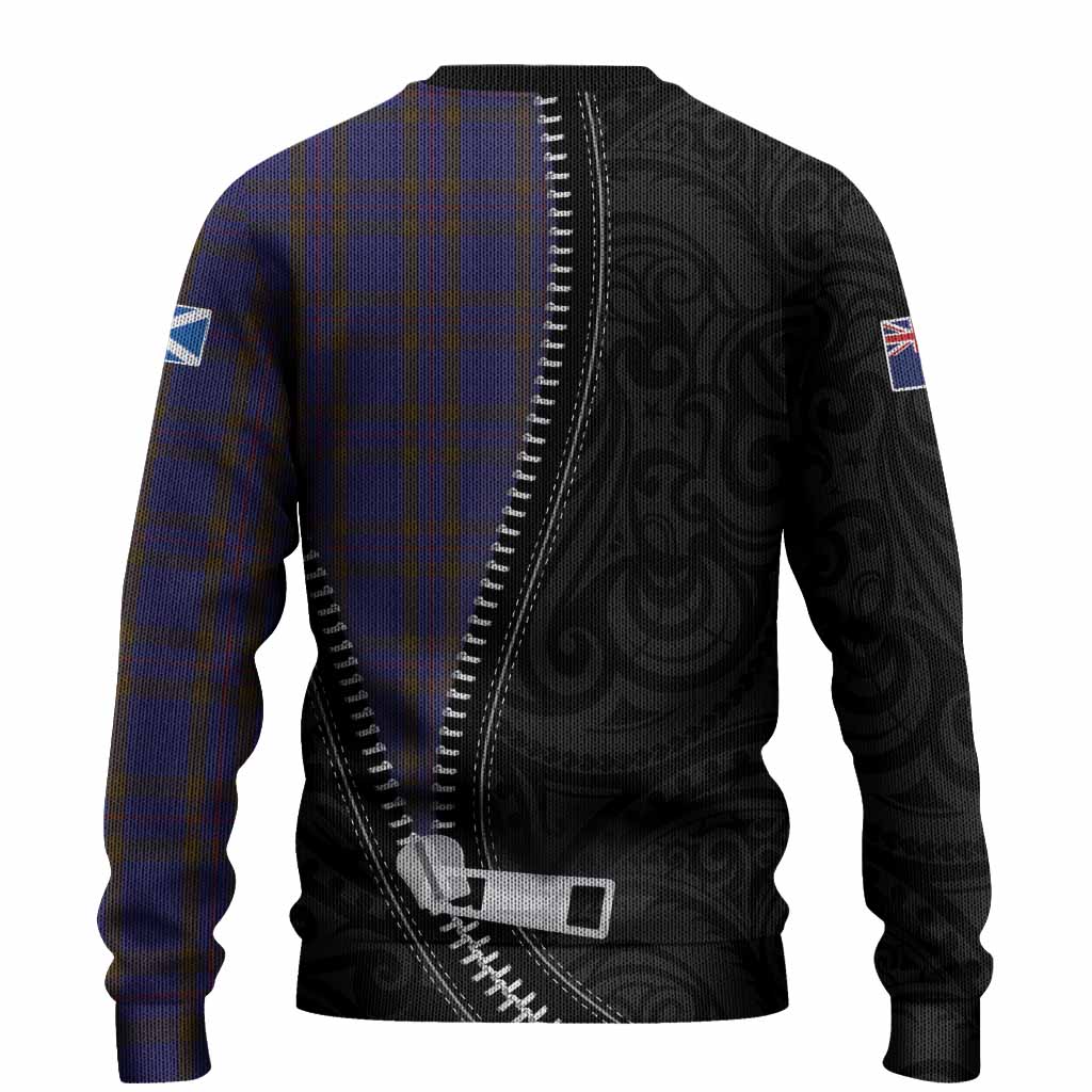Elliot Tartan Knitted Sweater New Zealand Pattern Unique Zipper Stylized