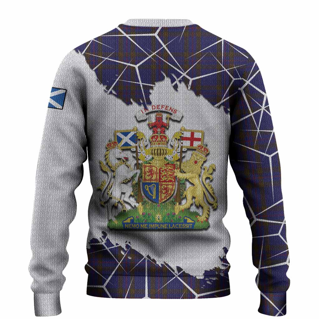 Elliot Tartan Knitted Sweater with Family Crest and Lion Rampant Grunge Style