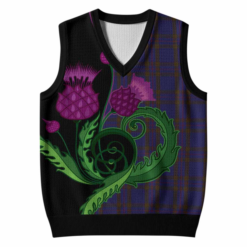 Elliot Tartan Knitted V-Neck Vest Traditional Scottish Thistle