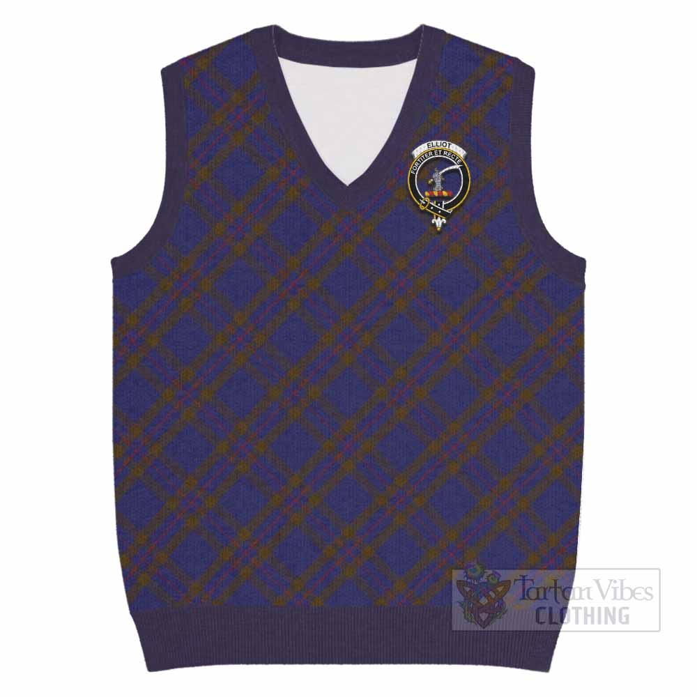 Elliot Tartan Knitted V-Neck Vest with Family Crest Cross Style