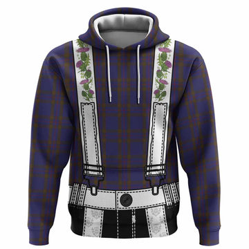 Elliot Tartan Lederhosen Costume Hoodie Scotland Thistle Floral