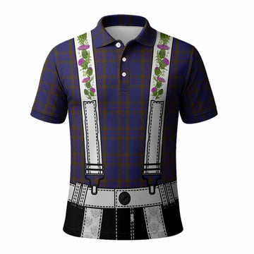 Elliot Tartan Lederhosen Costume Polo Shirt Scotland Thistle Floral