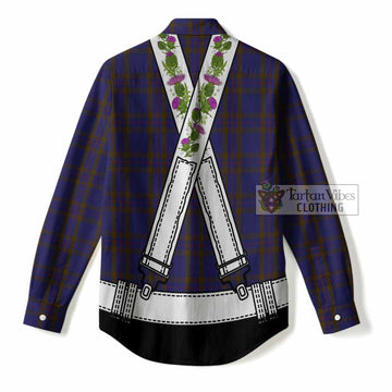 Elliot Tartan Lederhosen Costume Women Casual Shirt Scotland Thistle Floral