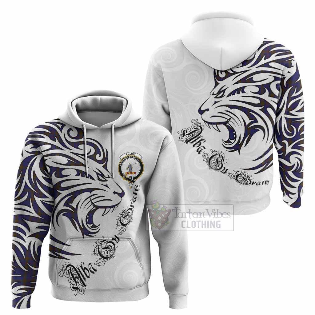 Elliot Tartan Lion Roar Hoodie Alba Gu Brath with Celtic Motifs