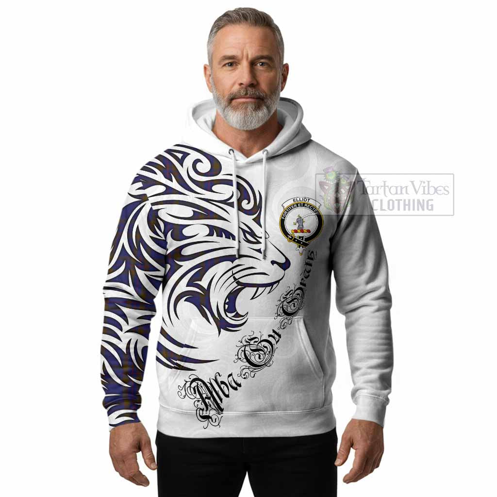Elliot Tartan Lion Roar Hoodie Alba Gu Brath with Celtic Motifs