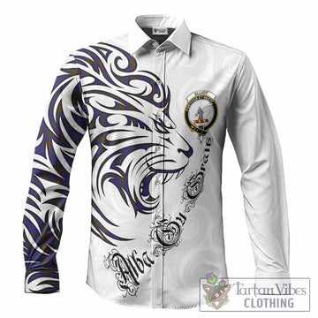Elliot Tartan Lion Roar Long Sleeve Button Shirts Alba Gu Brath with Celtic Motifs