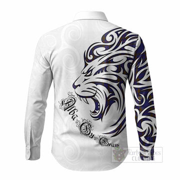 Elliot Tartan Lion Roar Long Sleeve Button Shirts Alba Gu Brath with Celtic Motifs