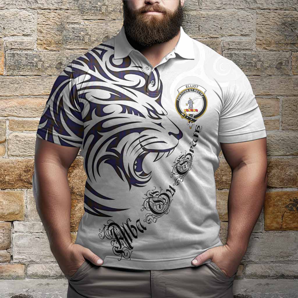 Elliot Tartan Lion Roar Polo Shirt Alba Gu Brath with Celtic Motifs