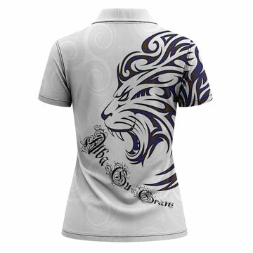 Elliot Tartan Lion Roar Women Polo Shirt Alba Gu Brath with Celtic Motifs