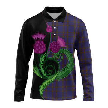 Elliot Tartan Long Sleeve Polo Shirt Traditional Scottish Thistle