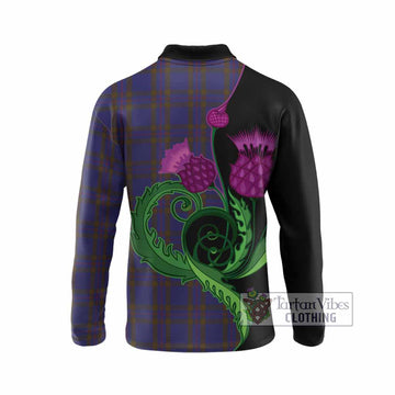 Elliot Tartan Long Sleeve Polo Shirt Traditional Scottish Thistle