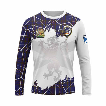 Elliot Tartan Long Sleeve T-Shirt with Family Crest and Lion Rampant Grunge Style