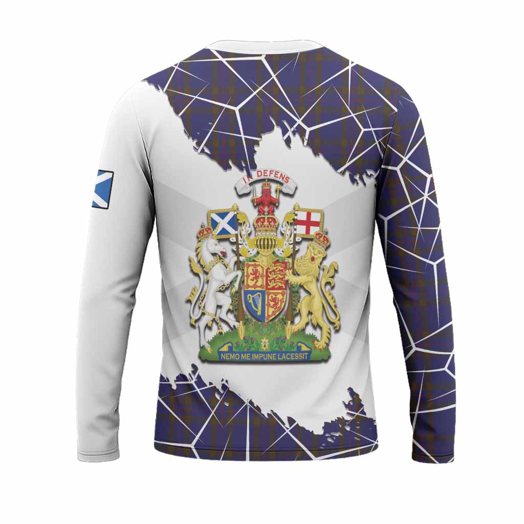 Elliot Tartan Long Sleeve T-Shirt with Family Crest and Lion Rampant Grunge Style