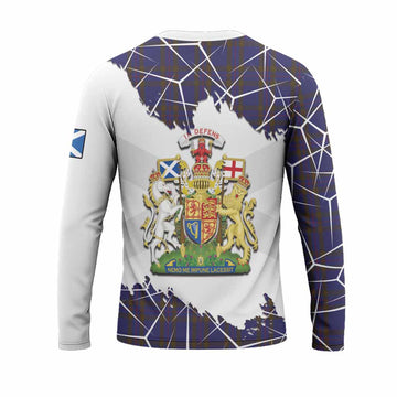 Elliot Tartan Long Sleeve T-Shirt with Family Crest and Lion Rampant Grunge Style