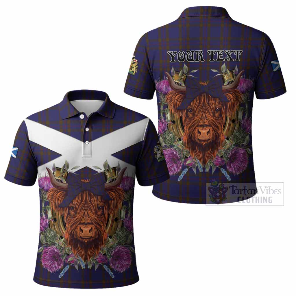 Elliot Tartan Polo Shirt Scottish Thistle Heilan Coo