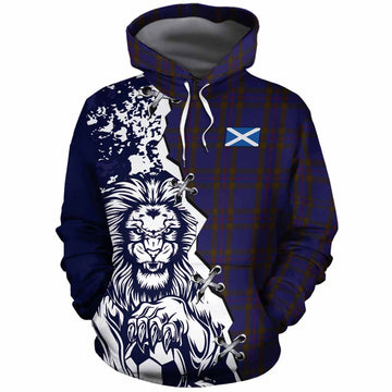 Elliot Tartan Scottish Cotton Hoodie Angry Lion With Soccer Ball Style