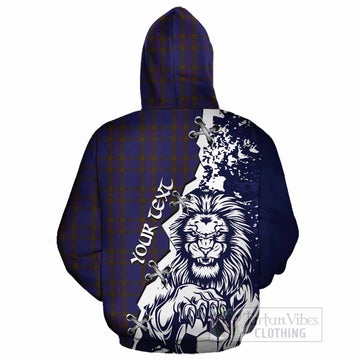 Elliot Tartan Scottish Cotton Hoodie Angry Lion With Soccer Ball Style