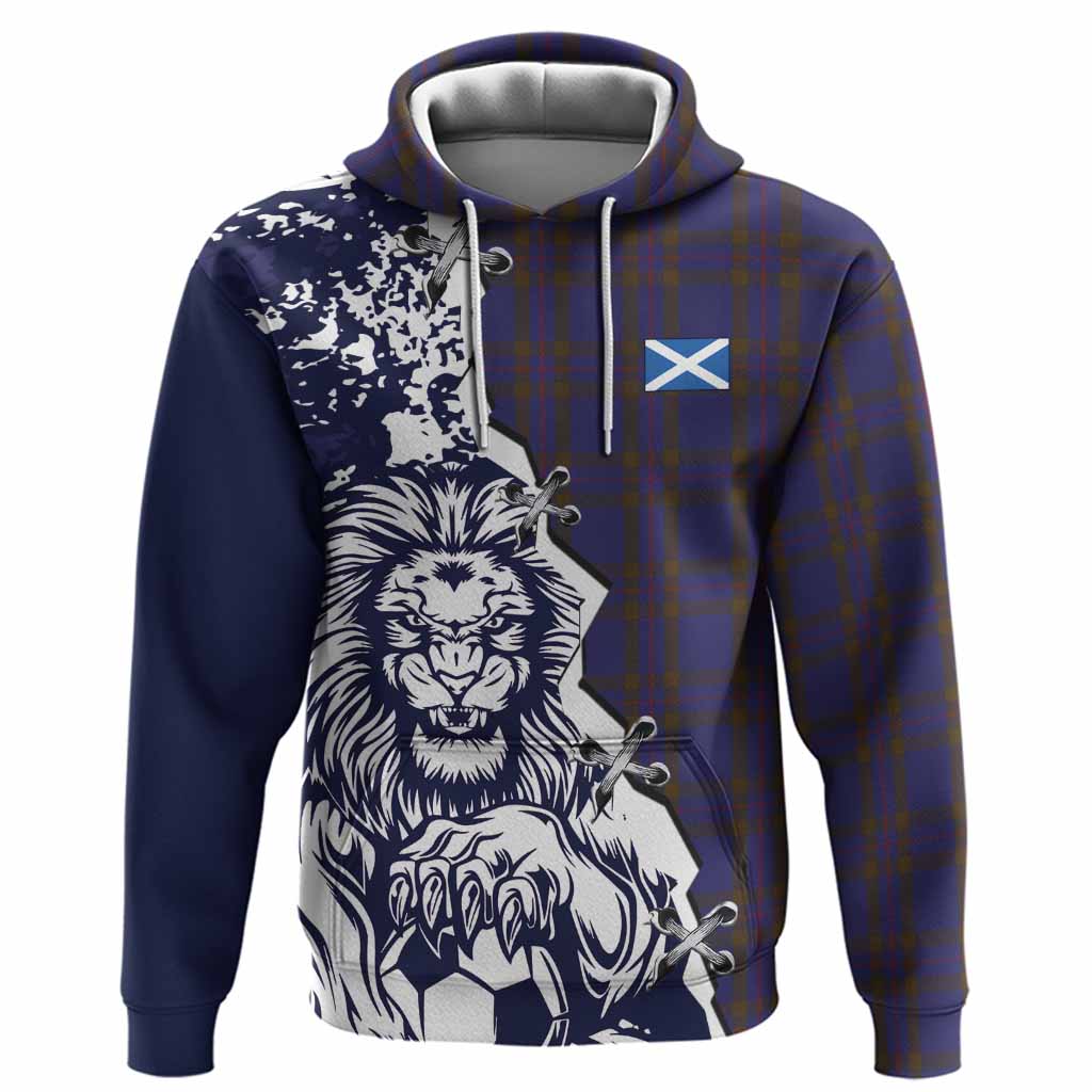 Elliot Tartan Scottish Hoodie Angry Lion With Soccer Ball Style