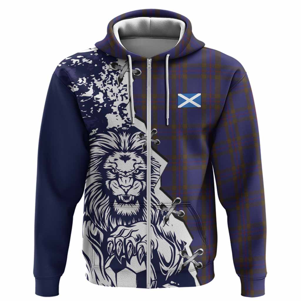 Elliot Tartan Scottish Hoodie Angry Lion With Soccer Ball Style