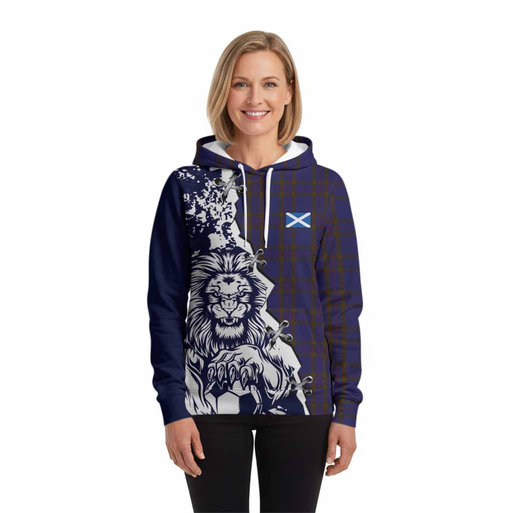 Elliot Tartan Scottish Hoodie Angry Lion With Soccer Ball Style