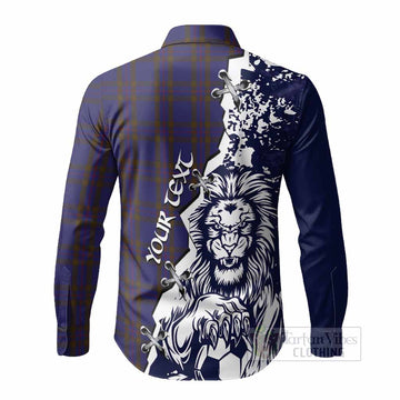 Elliot Tartan Scottish Long Sleeve Button Shirts Angry Lion With Soccer Ball Style