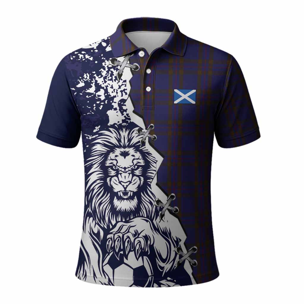 Elliot Tartan Scottish Polo Shirt Angry Lion With Soccer Ball Style