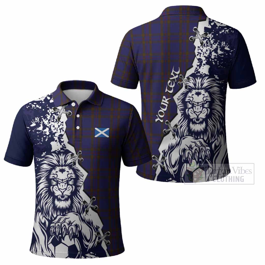 Elliot Tartan Scottish Polo Shirt Angry Lion With Soccer Ball Style