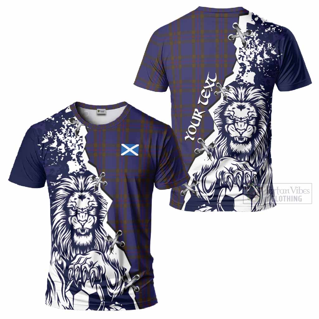 Elliot Tartan Scottish T-Shirt Angry Lion With Soccer Ball Style
