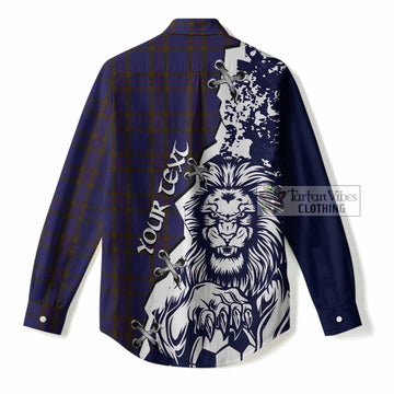 Elliot Tartan Scottish Women Casual Shirt Angry Lion With Soccer Ball Style