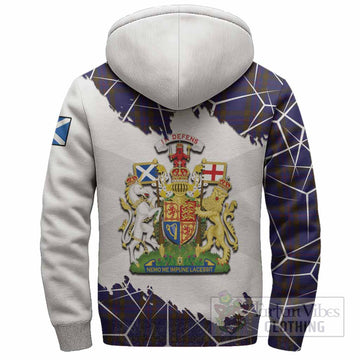 Elliot Tartan Sherpa Hoodie with Family Crest and Lion Rampant Grunge Style