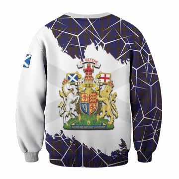 Elliot Tartan Sweatshirt with Family Crest and Lion Rampant Grunge Style