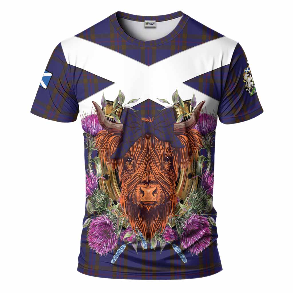 Elliot Tartan T-Shirt Scottish Thistle Heilan Coo