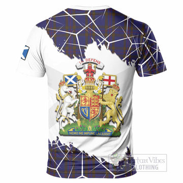 Elliot Tartan T-Shirt with Family Crest and Lion Rampant Grunge Style