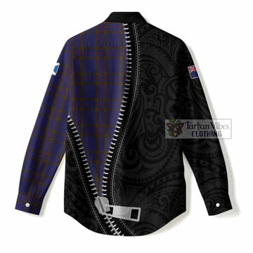 Elliot Tartan Women Casual Shirt New Zealand Pattern Unique Zipper Stylized