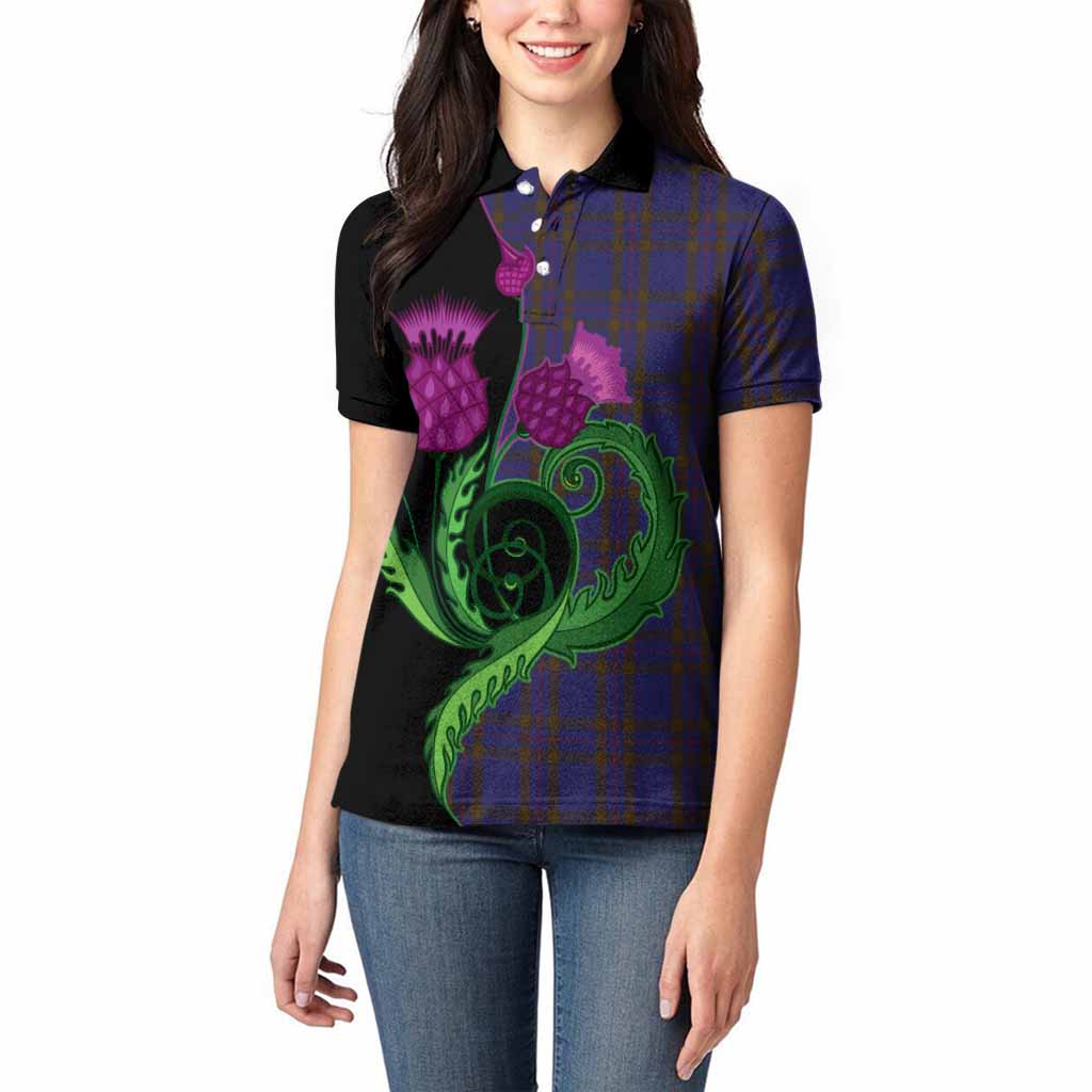 Elliot Tartan Women Polo Shirt Traditional Scottish Thistle