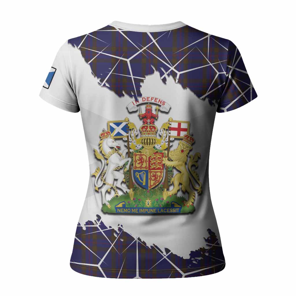 Elliot Tartan Women T shirt with Family Crest and Lion Rampant Grunge Style