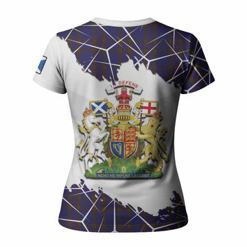 Elliot Tartan Women T shirt with Family Crest and Lion Rampant Grunge Style