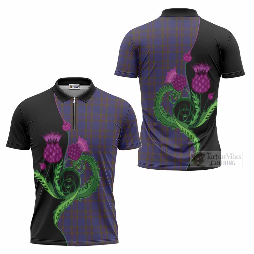 Elliot Tartan Zipper Polo Shirt Traditional Scottish Thistle
