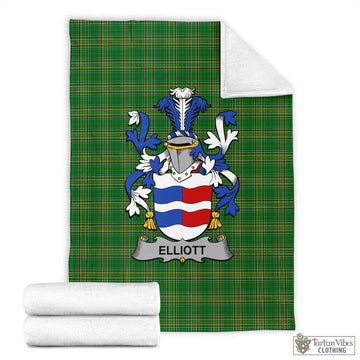 Tartan Vibes Clothing Elliott Irish Clan Tartan Blanket with Coat of Arms